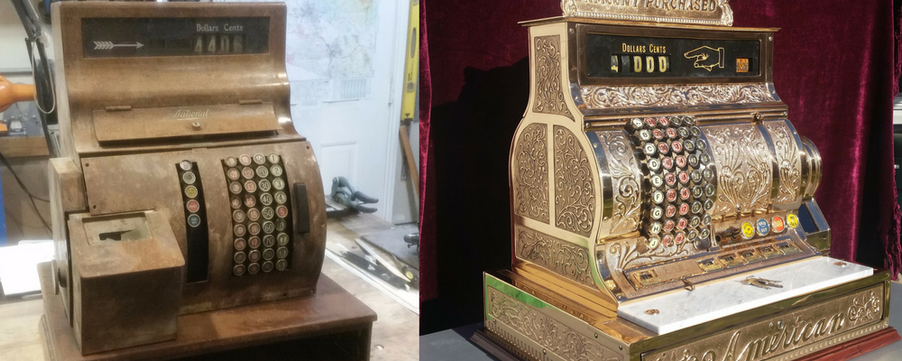 antique restoration - vintage restoration of old cash register